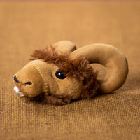 A brown rams head that is 3 inches from top to bottom
