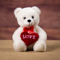 10" White Bear with Love Heart