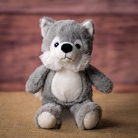 A grey wolf that is 11 inches tall while standing