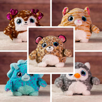8 in stuffed fluffy and spunky animal set with sparkle eyes