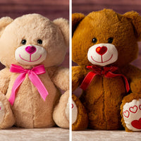19.5 in stuffed valentines day bear with heart nose and paws wearing a bow