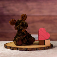 7 in stuffed little brown moose with bow 