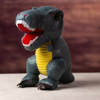 A gray dinosaur that is 14 inches tall while standing
